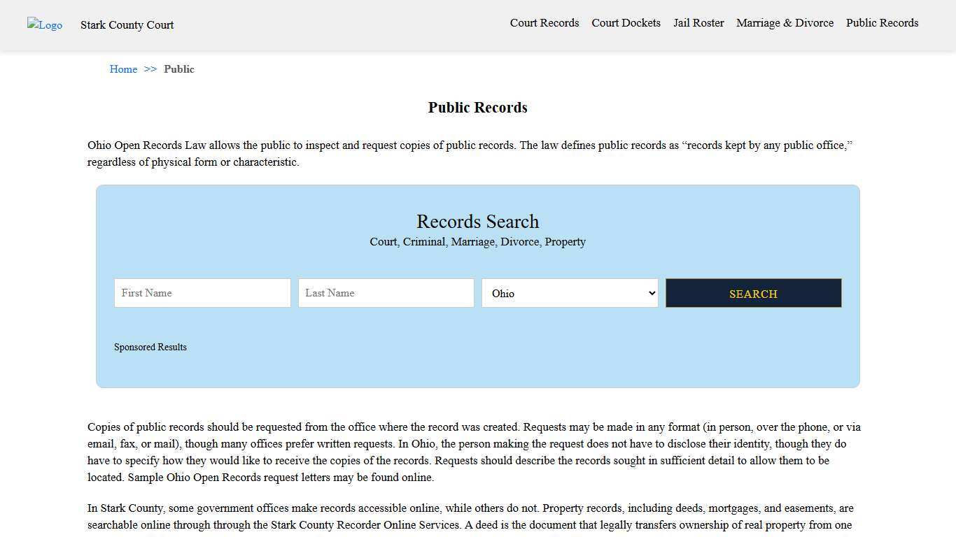 Public Records | Stark County Court