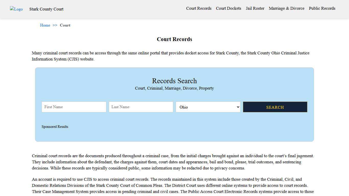 Court Records | Stark County Court